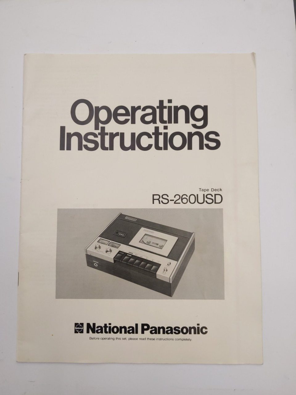 Panasonic RS 260USD Tape deck Manual