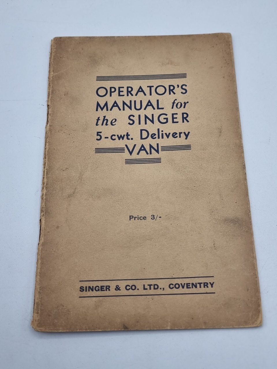Operator's Manual Singer 5-cwt Delivery Van