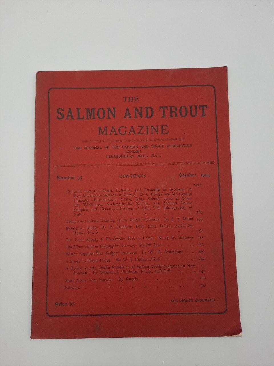 The Salmon & Trout Magazine No. 37 October 1924 Vintage Fishing Journal