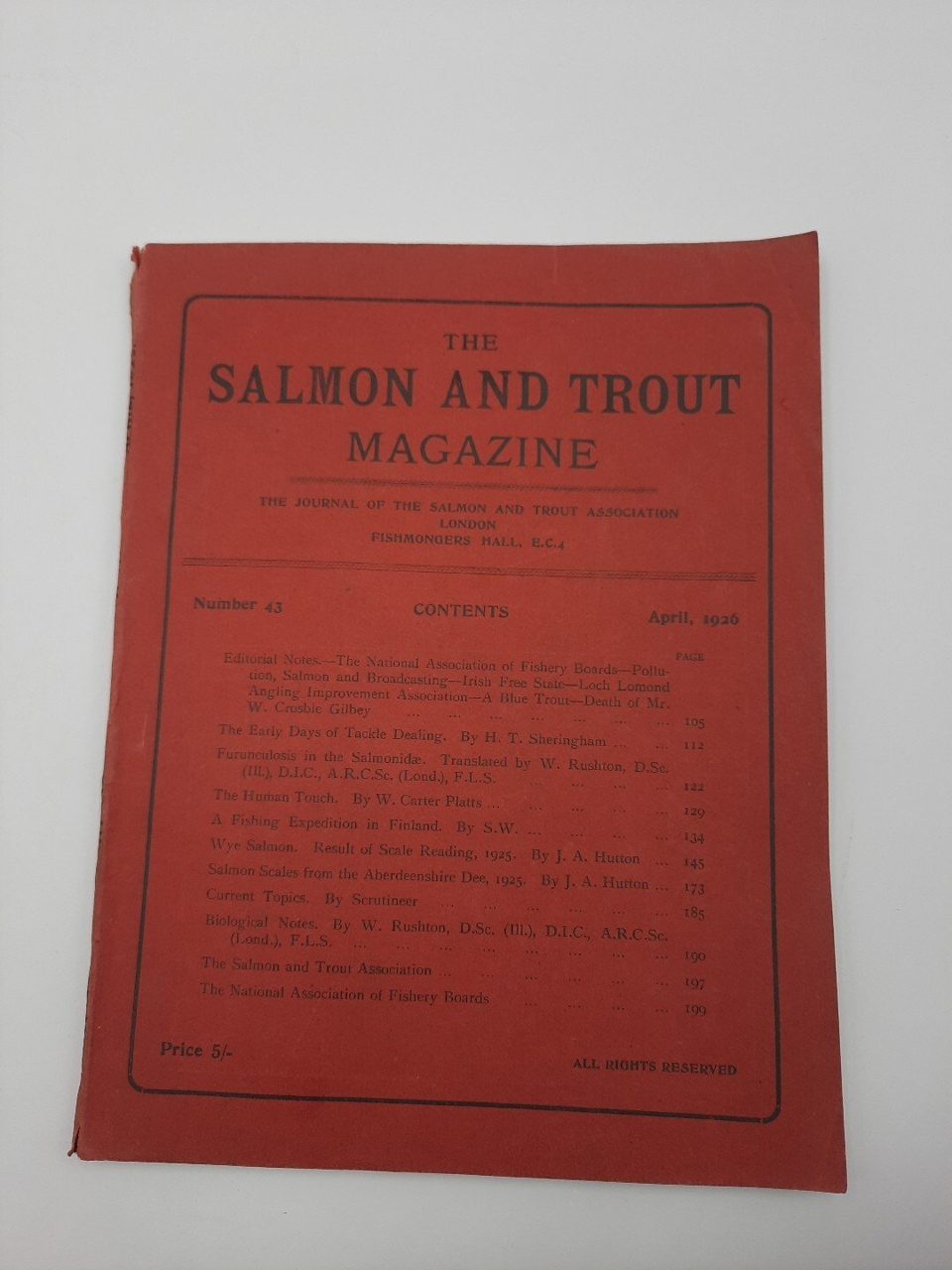 The Salmon & Trout Magazine No. 43 April 1926 Vintage Fishing Journal