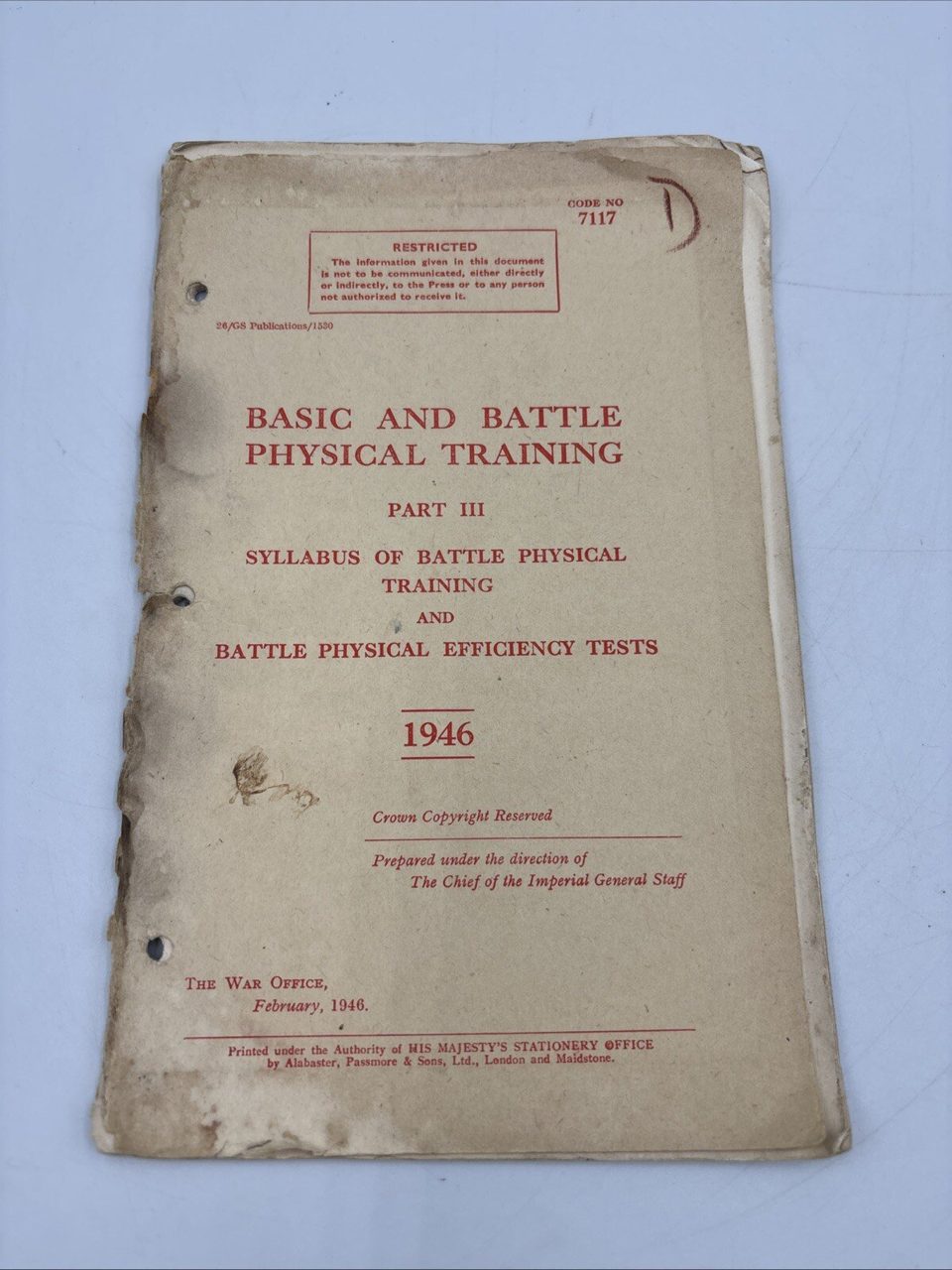 Basic & Battle Physical Training Part III 3. 1946 Pamphlet, syllabus of battle..
