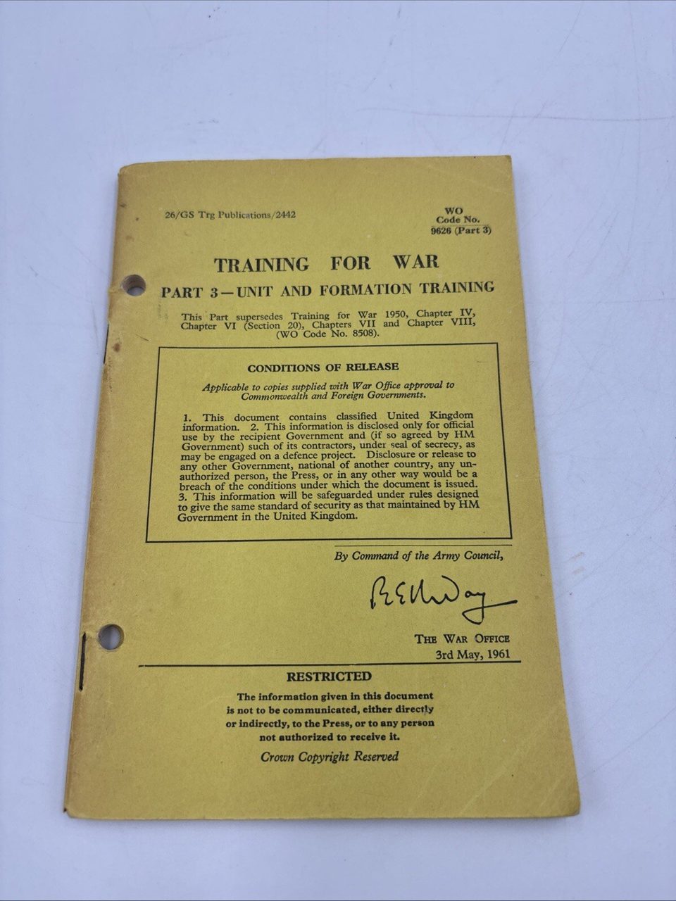 Training for War Part 3 - Unit and Formation Training. The War Office.