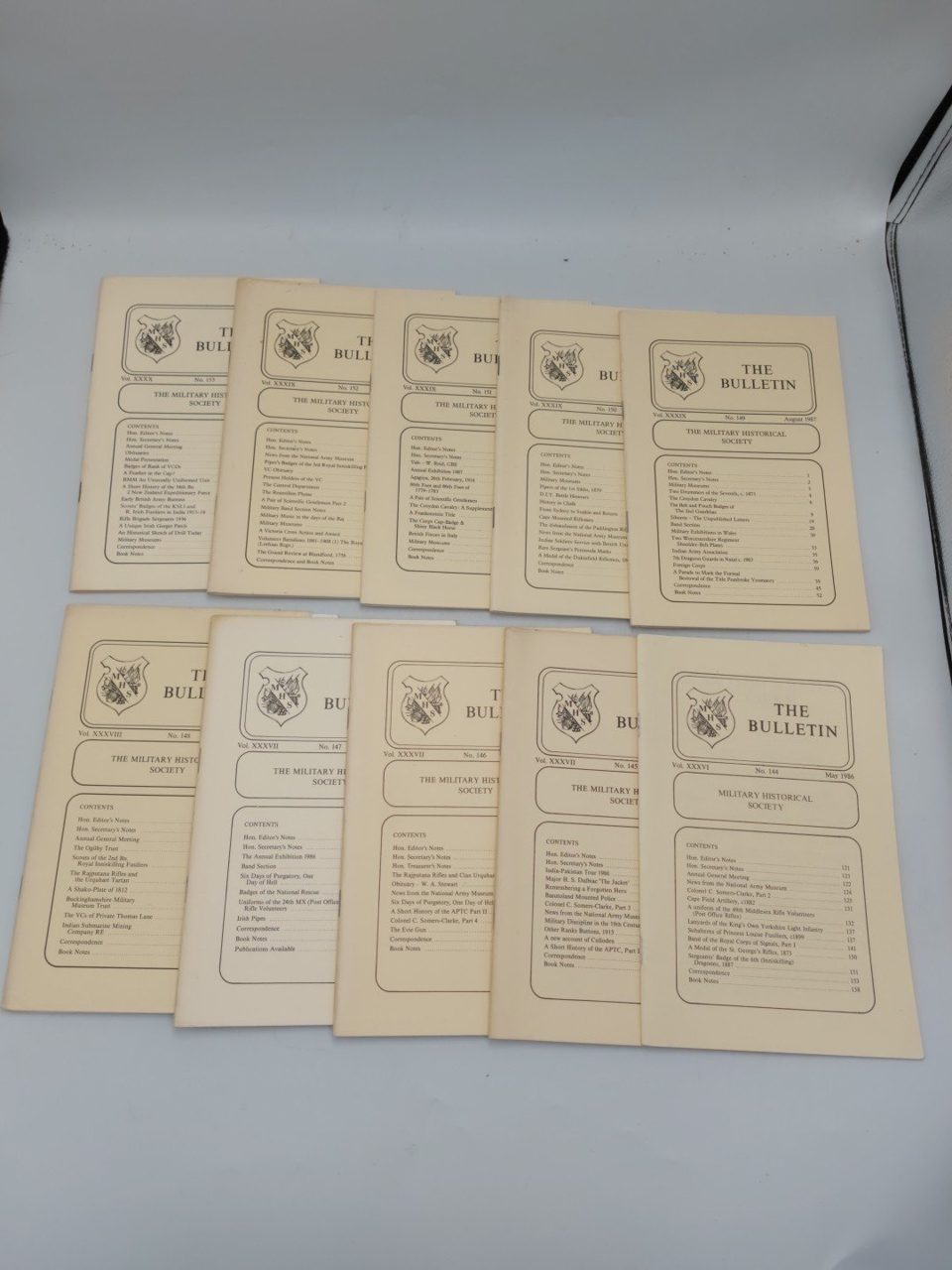 The Bulletin Of The Military Historical Society x 10 No. 144-153