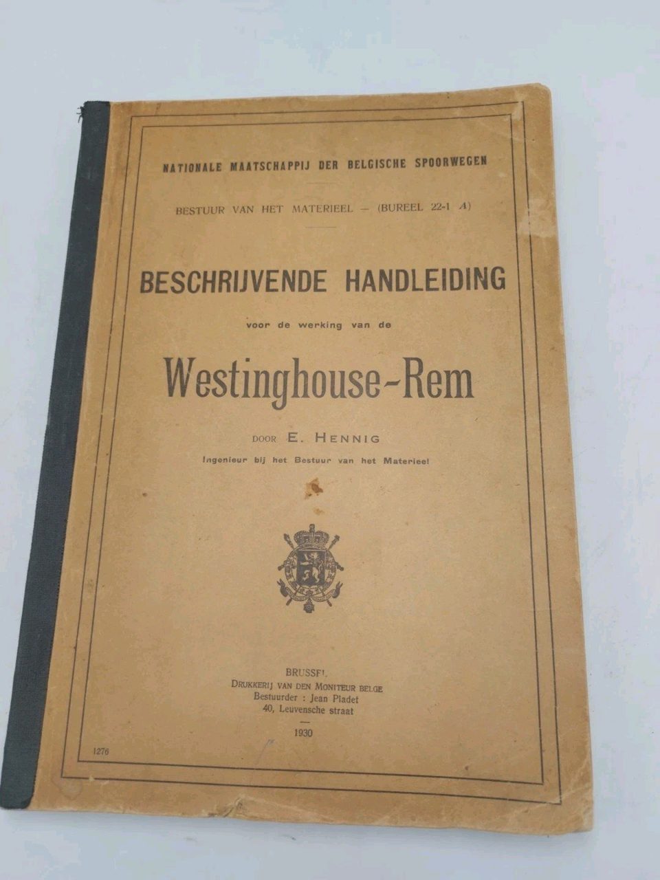 Beschrijvende Handleiding Westinghouse Rem 1930 Dutch Engineering Manual