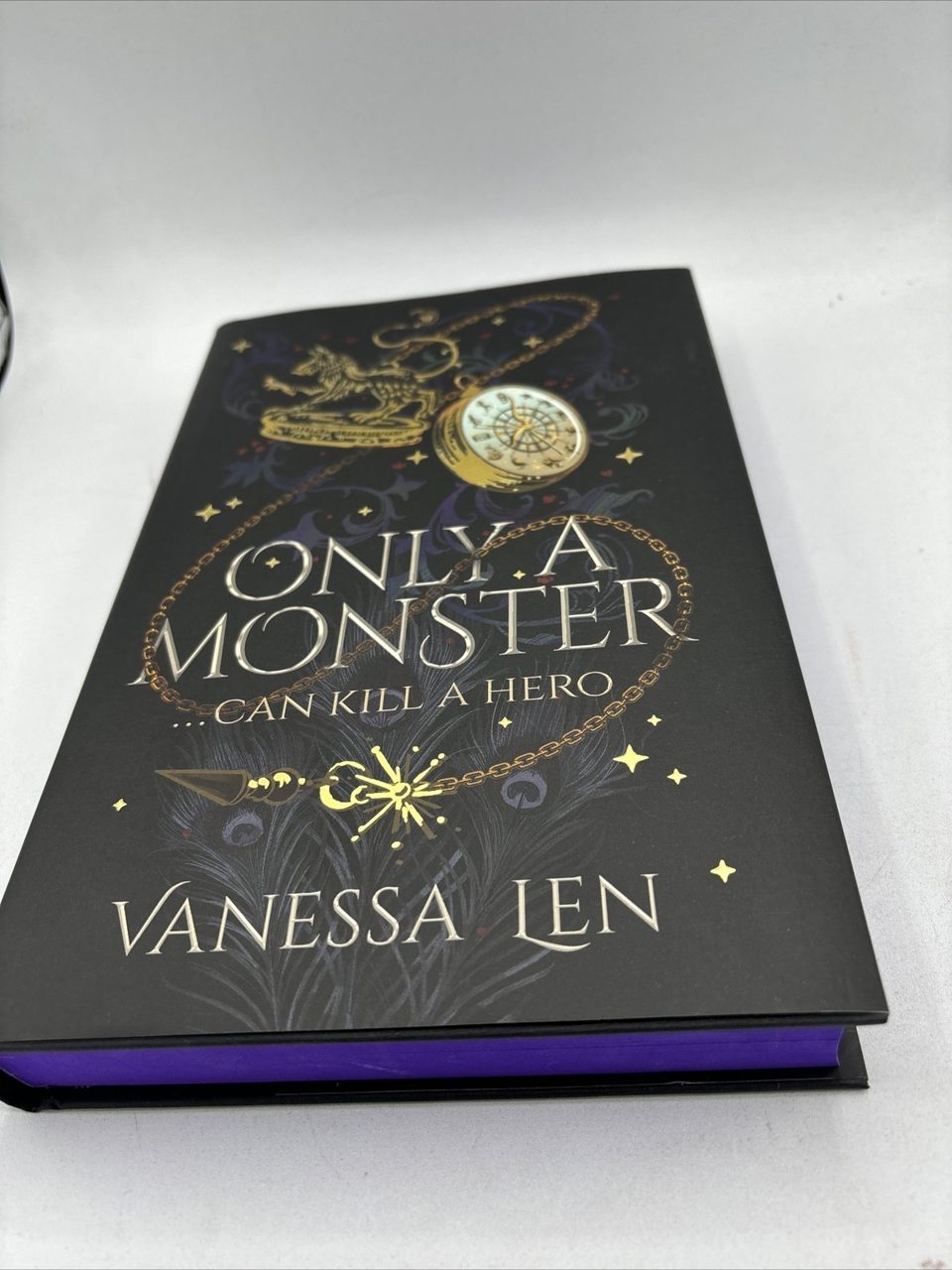 Only A Monster can Kill a Hero, Vanessa Len Fairyloot Signed Sprayed Edges HB