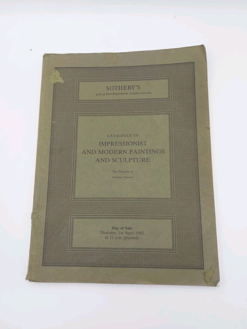 Sothebys Catalogue April 1982 Impressionist & Modern Paintings & Sculpture