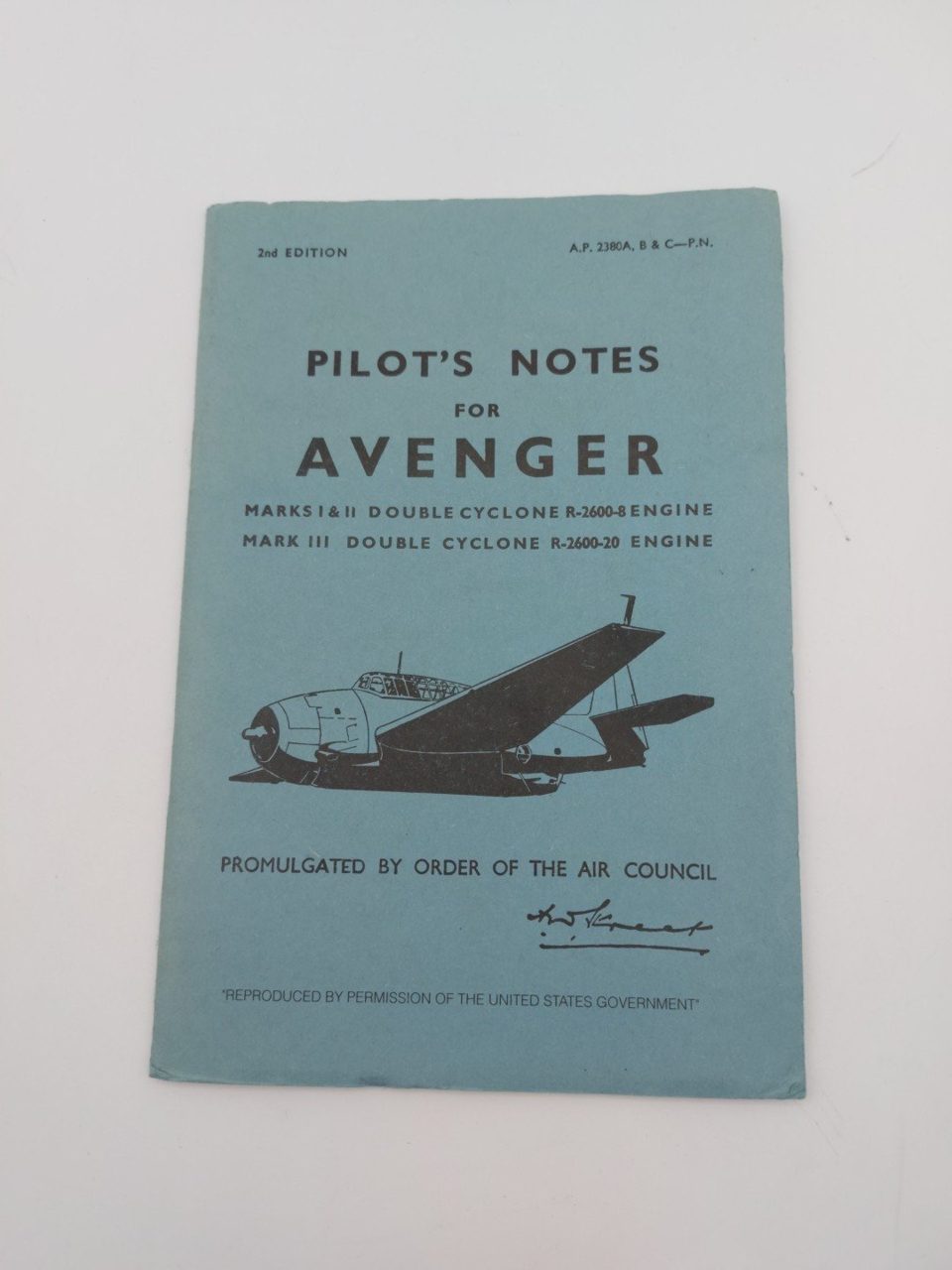 Air Ministry Pilot's Notes For Avenger Reprint