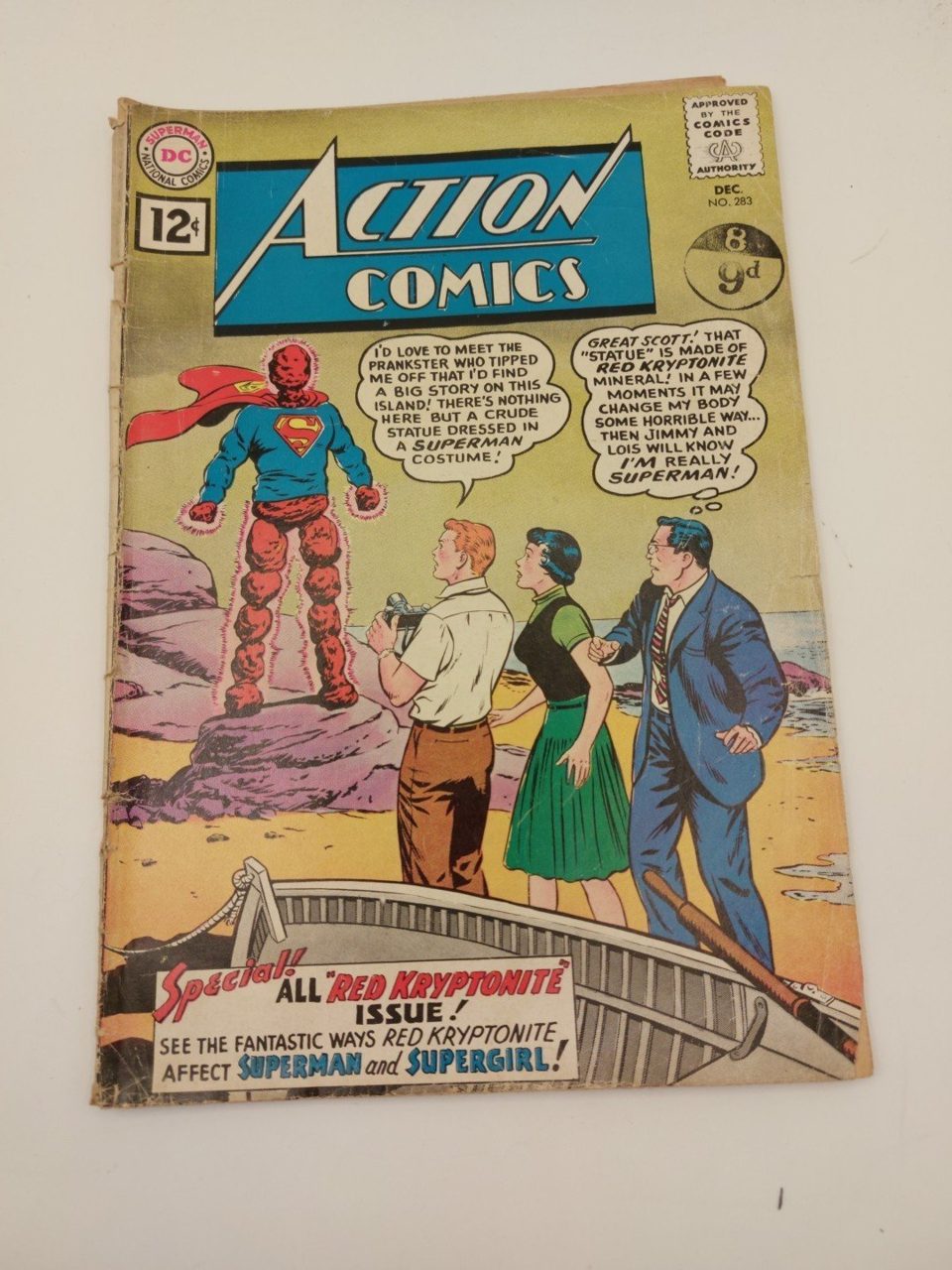 1961 Dec. Issue #283 DC Action Comics 12 Cent Comic Book Poor Condition