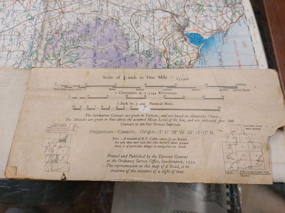 Ordnance Survey Military Map Of The North East Coast