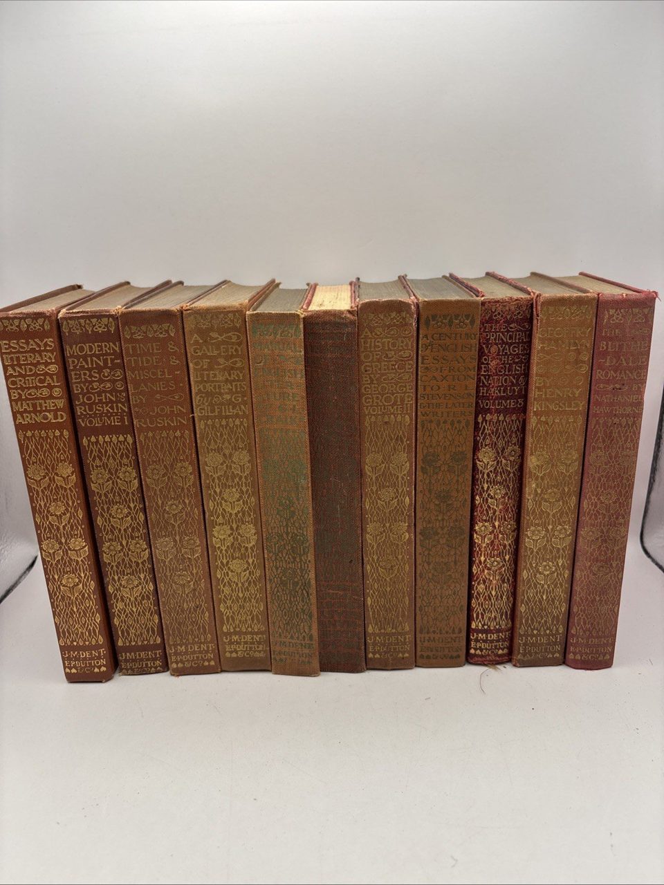 J.M Dent Set Of 11 X Beautiful Vintage Books Dent Red Shelf Fillers Display