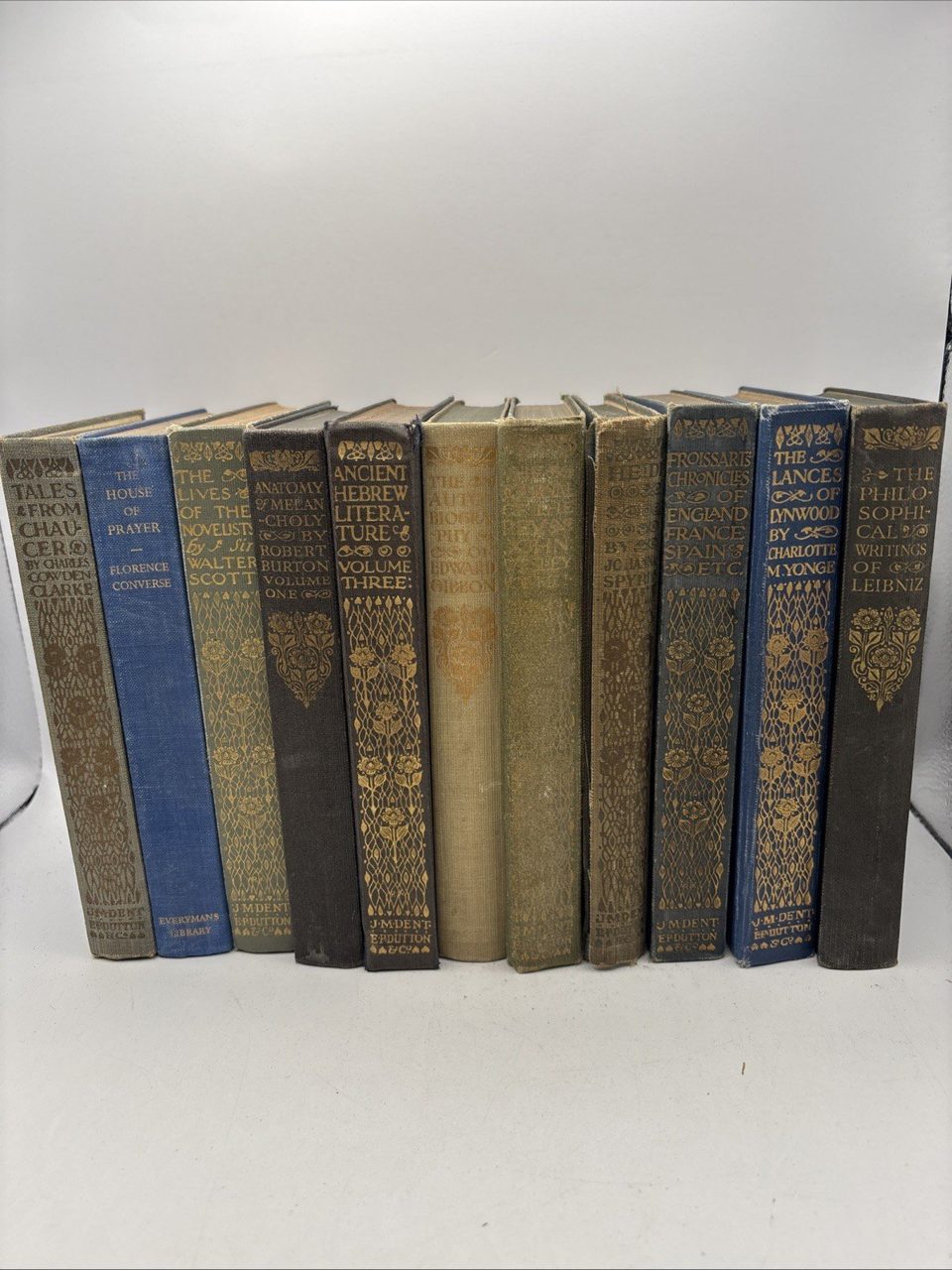J.M Dent Set Of 11 X Beautiful Vintage Books Blue Brown Shelf Fillers Display