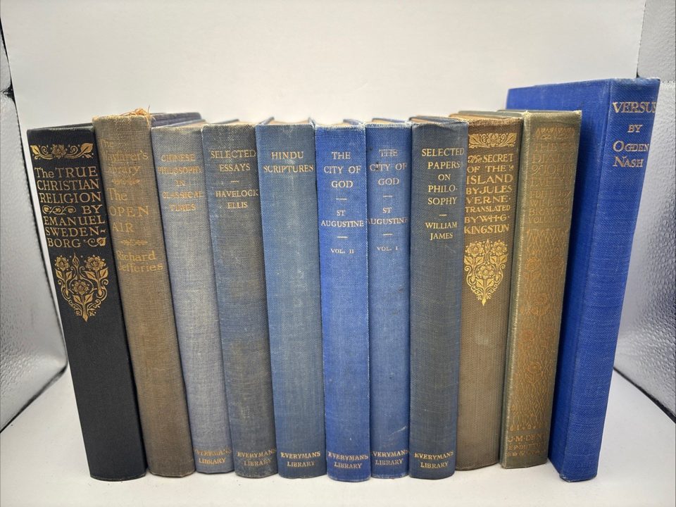 J.M Dent Set Of 11 X Beautiful Vintage Books Blue Shelf Fillers Display