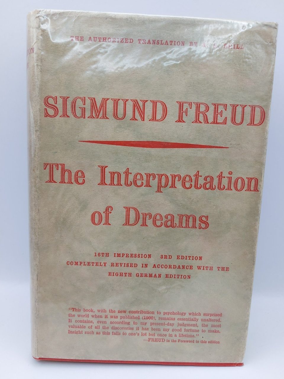 1948 Sigmund Freud The Interpretation of Dreams :3rd Edition Dust Jacket