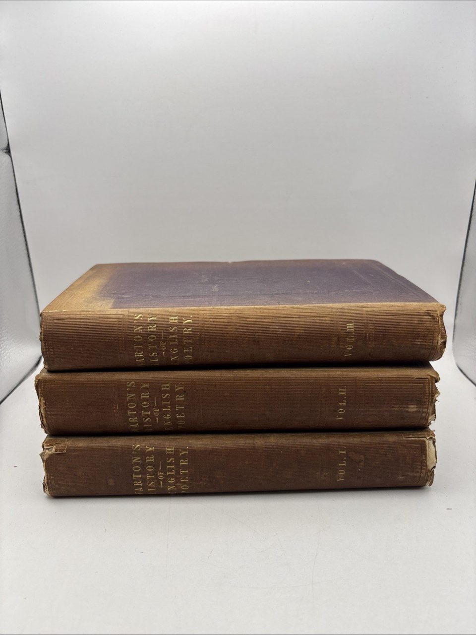 Wartons History Of English Poetry 1840 Complete Set 3 Vintage