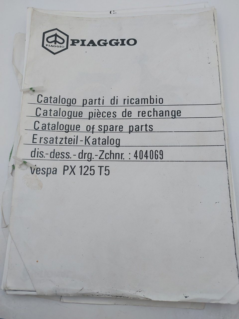 Piaggio Catalogue Of Spare Parts Vespa PX 125 T5 Photocopy