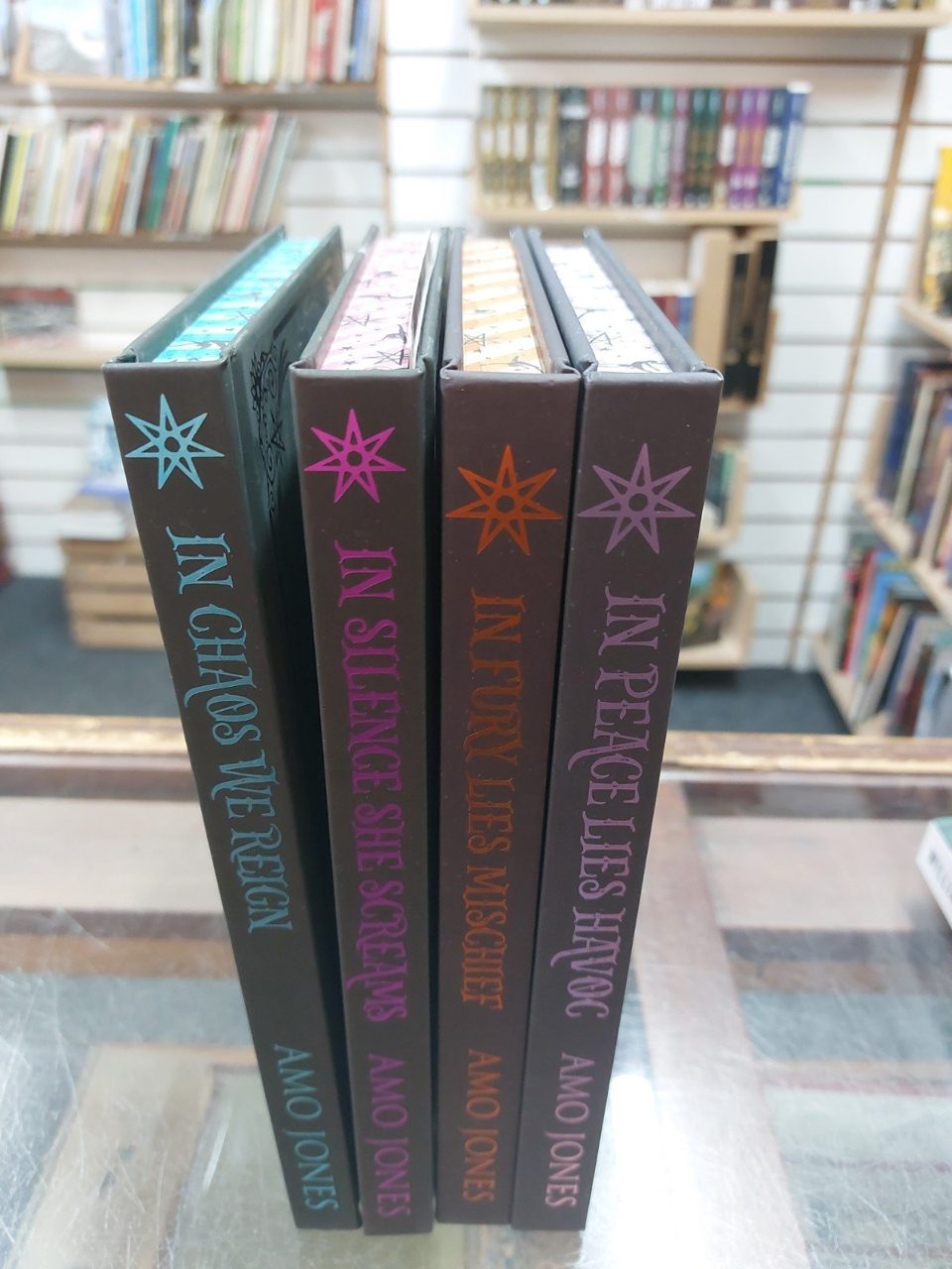 2 Signed Midnight Mayhem Books 1-4 Amo Jones Sprayed Edges Mystic Box