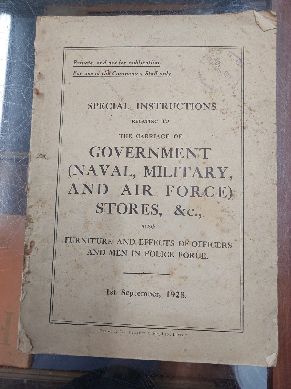 Special Instructions Carriage Government Navel Military Air Force Stores