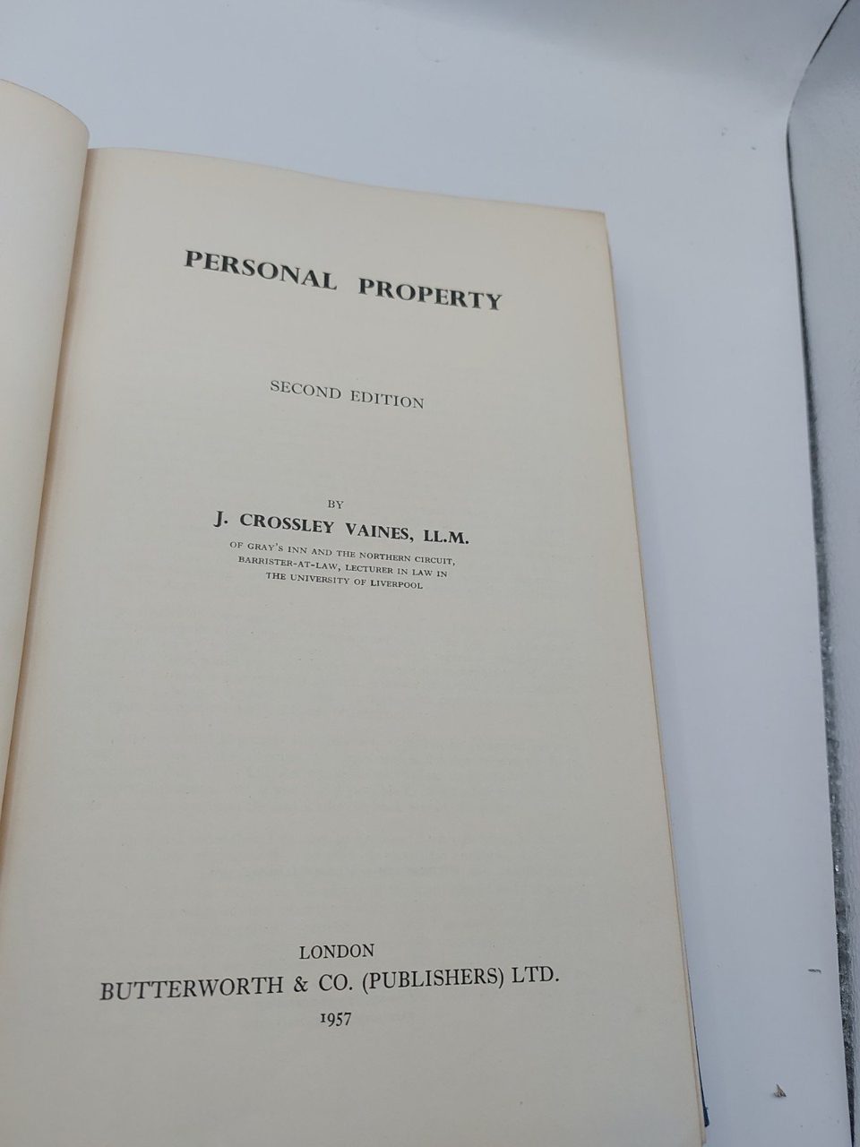 Personal Property J. Crossley Vaines Butterworth & Company